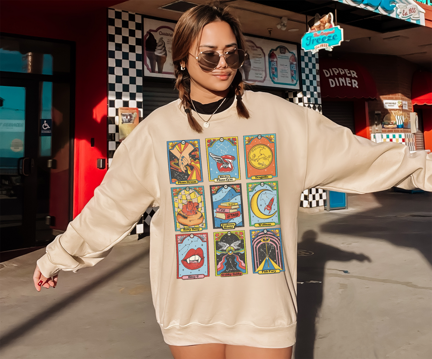 Zodiac Academy Character Nickname Sweatshirt - Retro Tarot Card