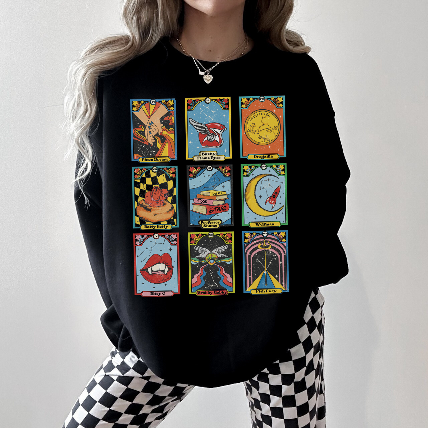Zodiac Academy Character Nickname Sweatshirt - Retro Tarot Card