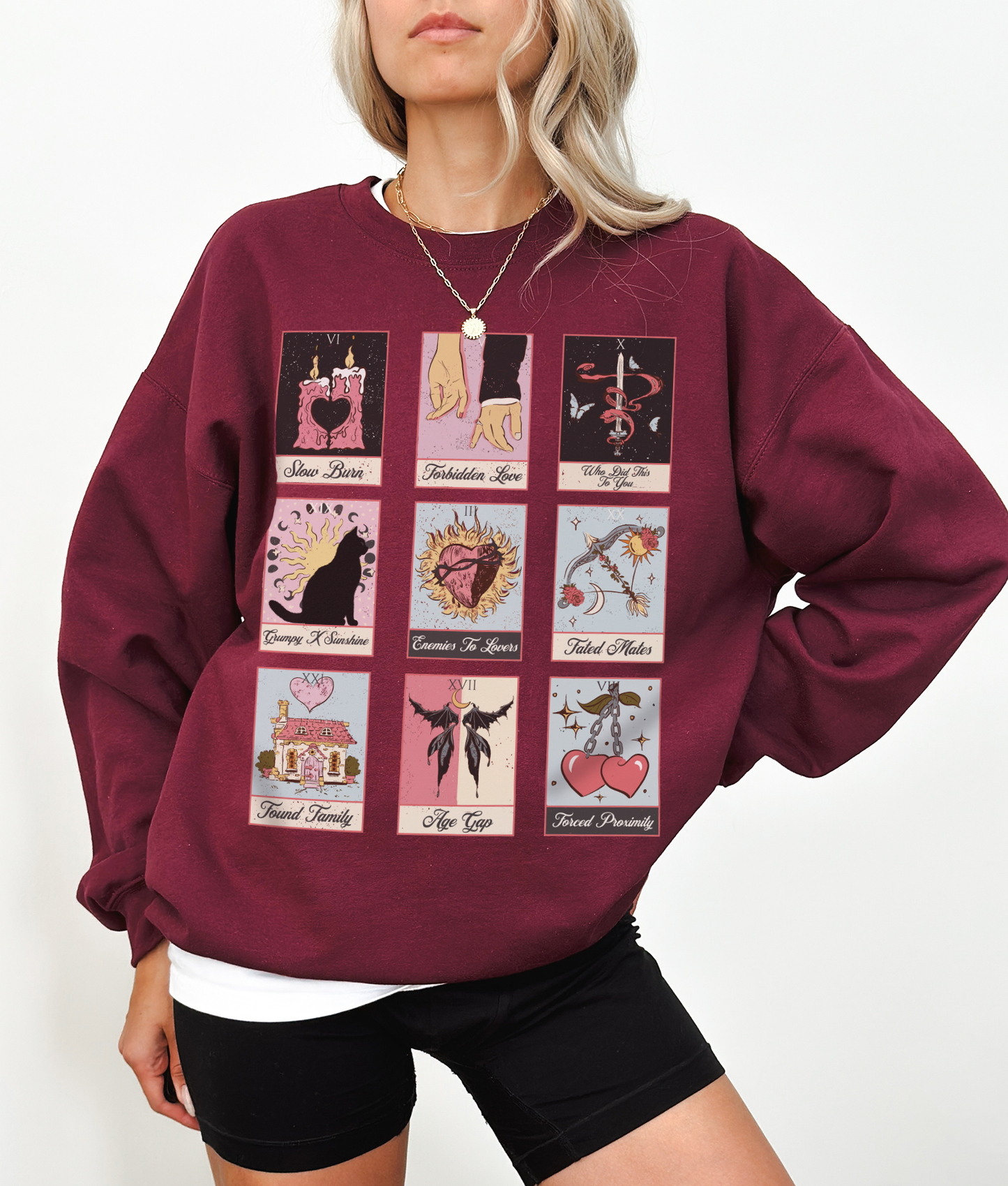 Romance Tropes Tarot Card Sweatshirt