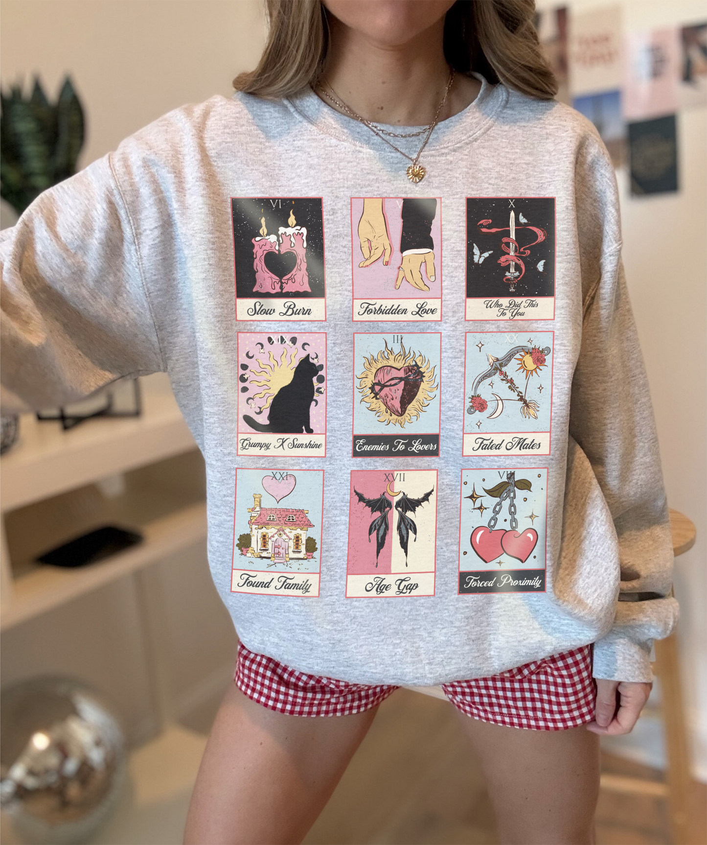 Romance Tropes Tarot Card Sweatshirt